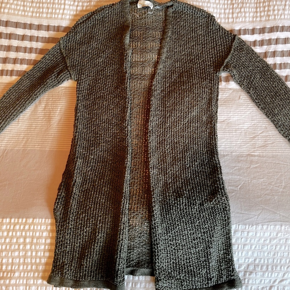 Olive Knit Long Cardigan